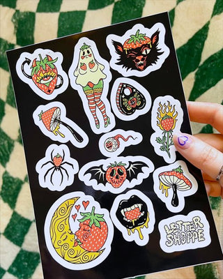 Spooky Strawberry Flash Sticker Sheet