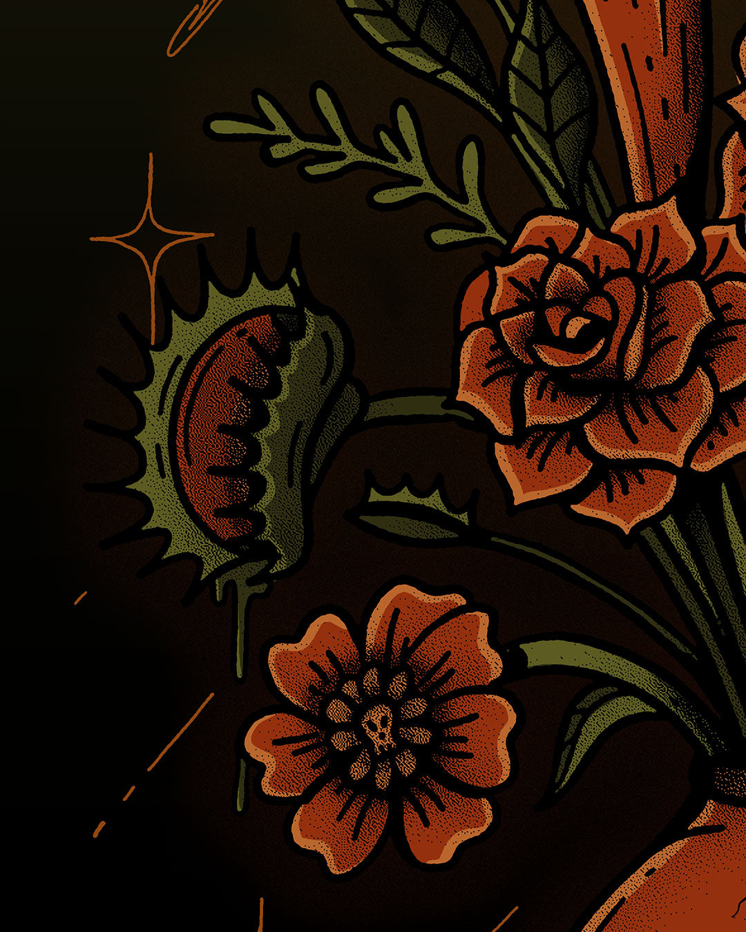 Cheeky Bouquet: Gothic Floral Poster