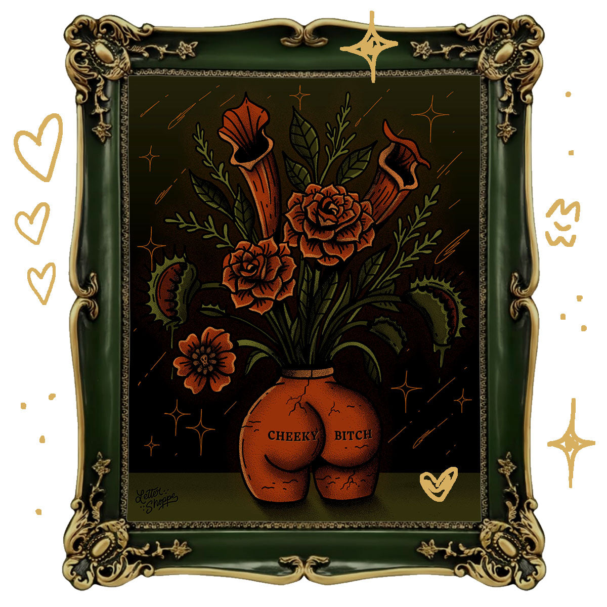Cheeky Bouquet: Gothic Floral Poster