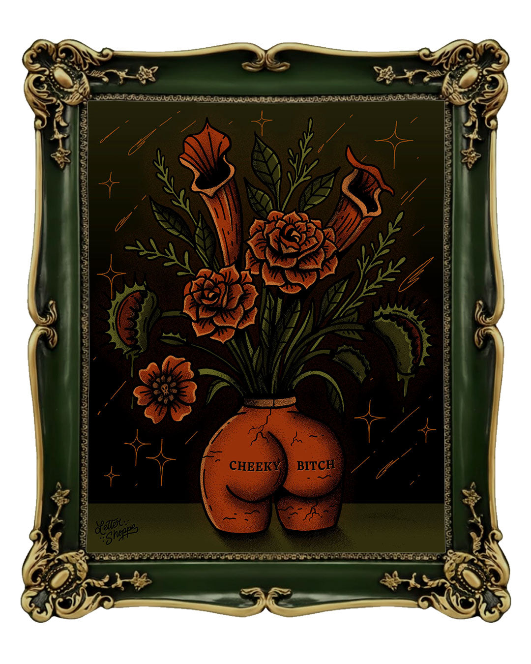 Cheeky Bouquet: Gothic Floral Poster