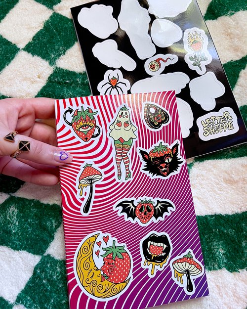 Spooky Strawberry Flash Sticker Sheet