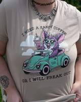 Furby Wants A Fancy Coffee: Tan Unisex Graphic Tee