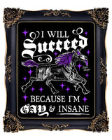 Gay & Insane Unicorn: Queer Pride Purple Print
