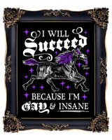 Gay & Insane Unicorn: Queer Pride Purple Print