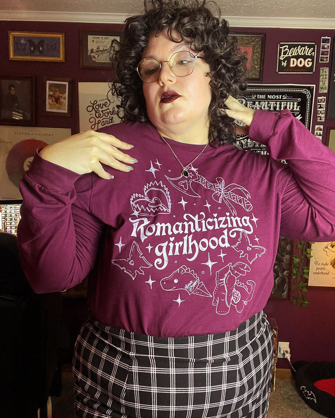 Romanticizing Girlhood Burgundy Long Sleeve Tee