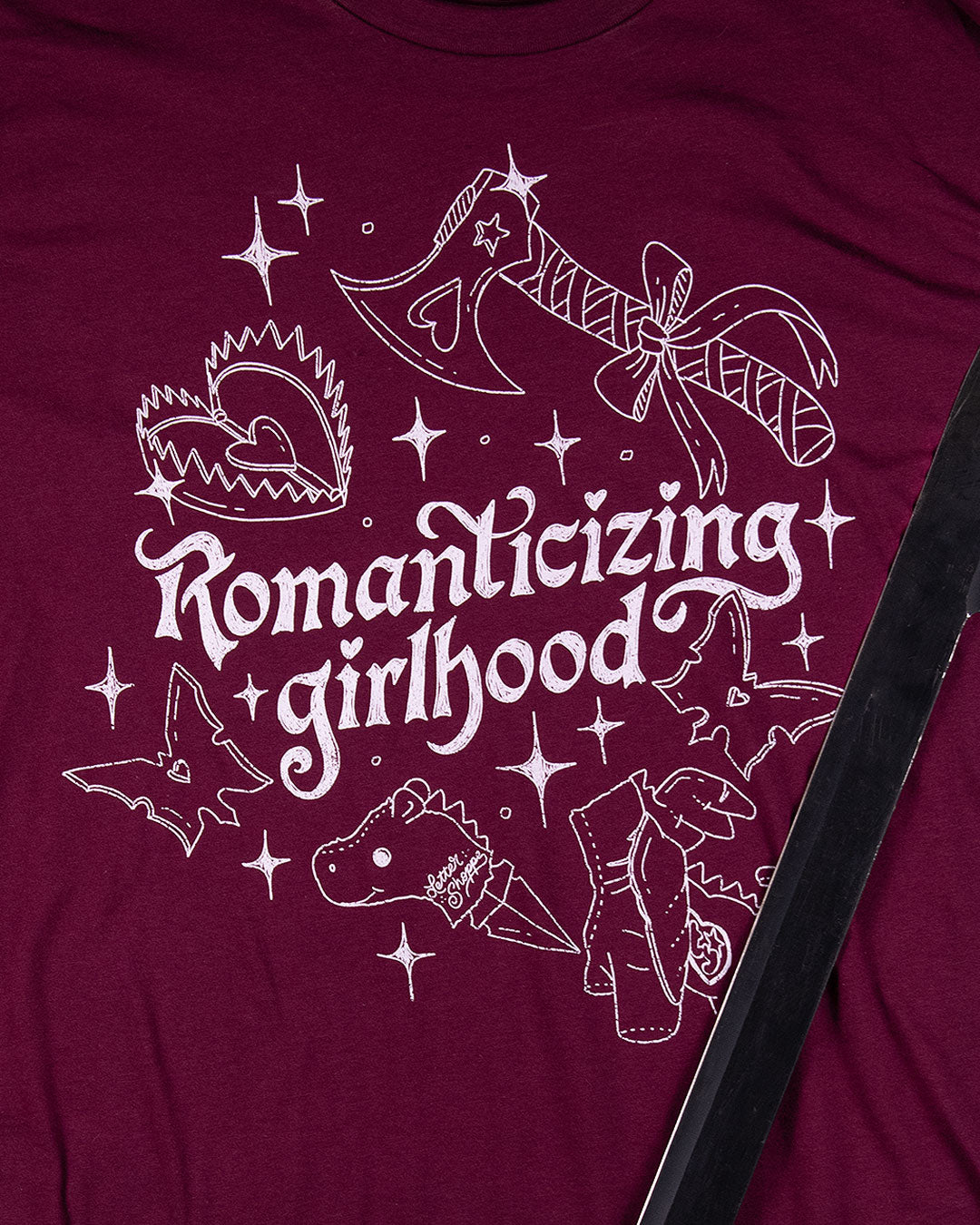 Romanticizing Girlhood Burgundy Long Sleeve Tee