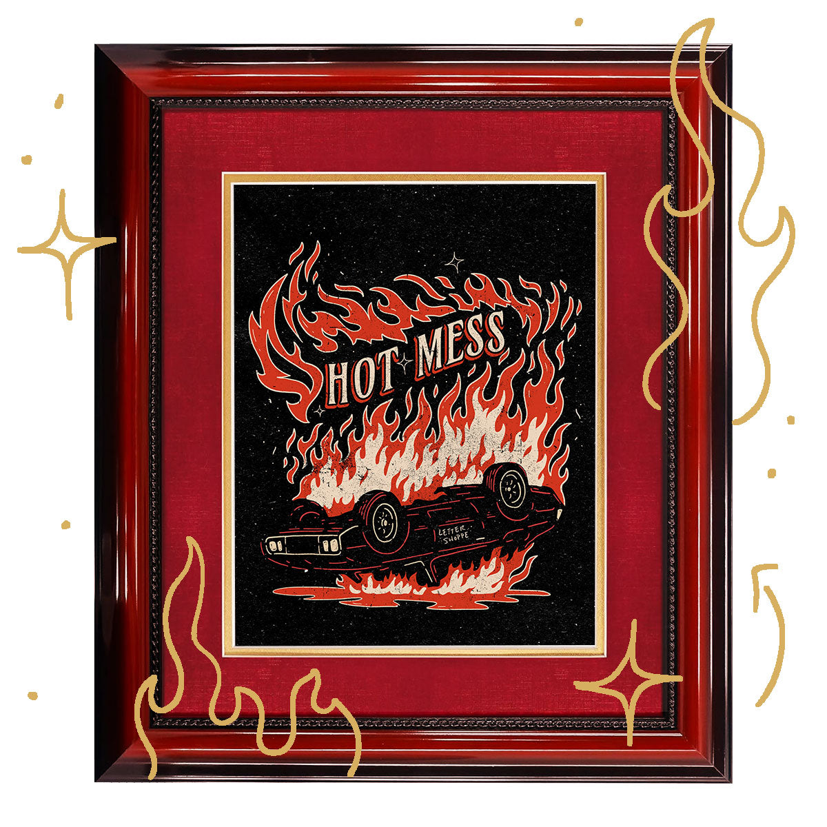 Hot Mess: Fiery Car Print