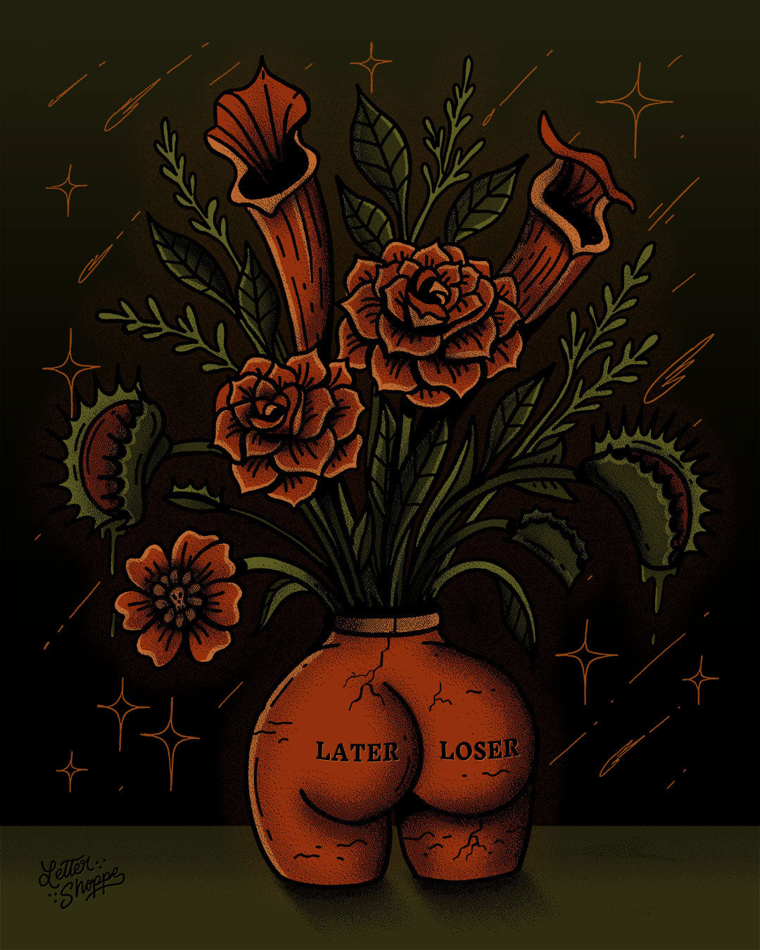 Cheeky Bouquet: Gothic Floral Poster
