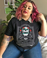 Here Lie My Insecurities Tee: Gothic Skull Graphic T-Shirt
