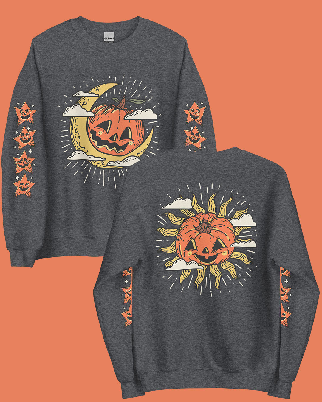Vintage Pumpkin Moon & Sun Sweatshirt/Hoodie
