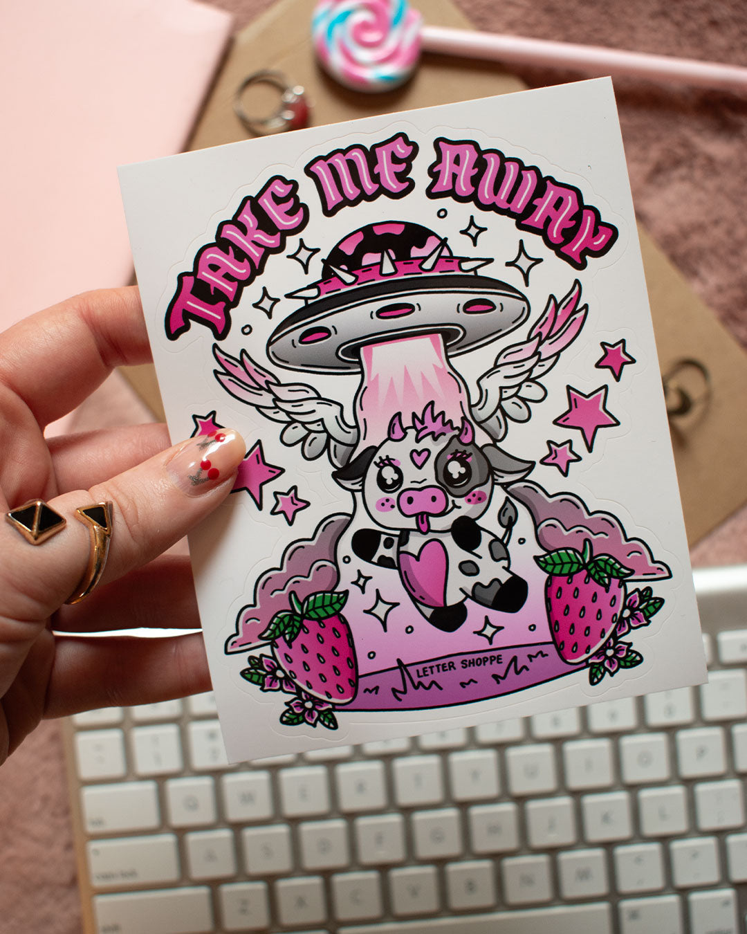 Take Me Away: Cute Cow Sticker