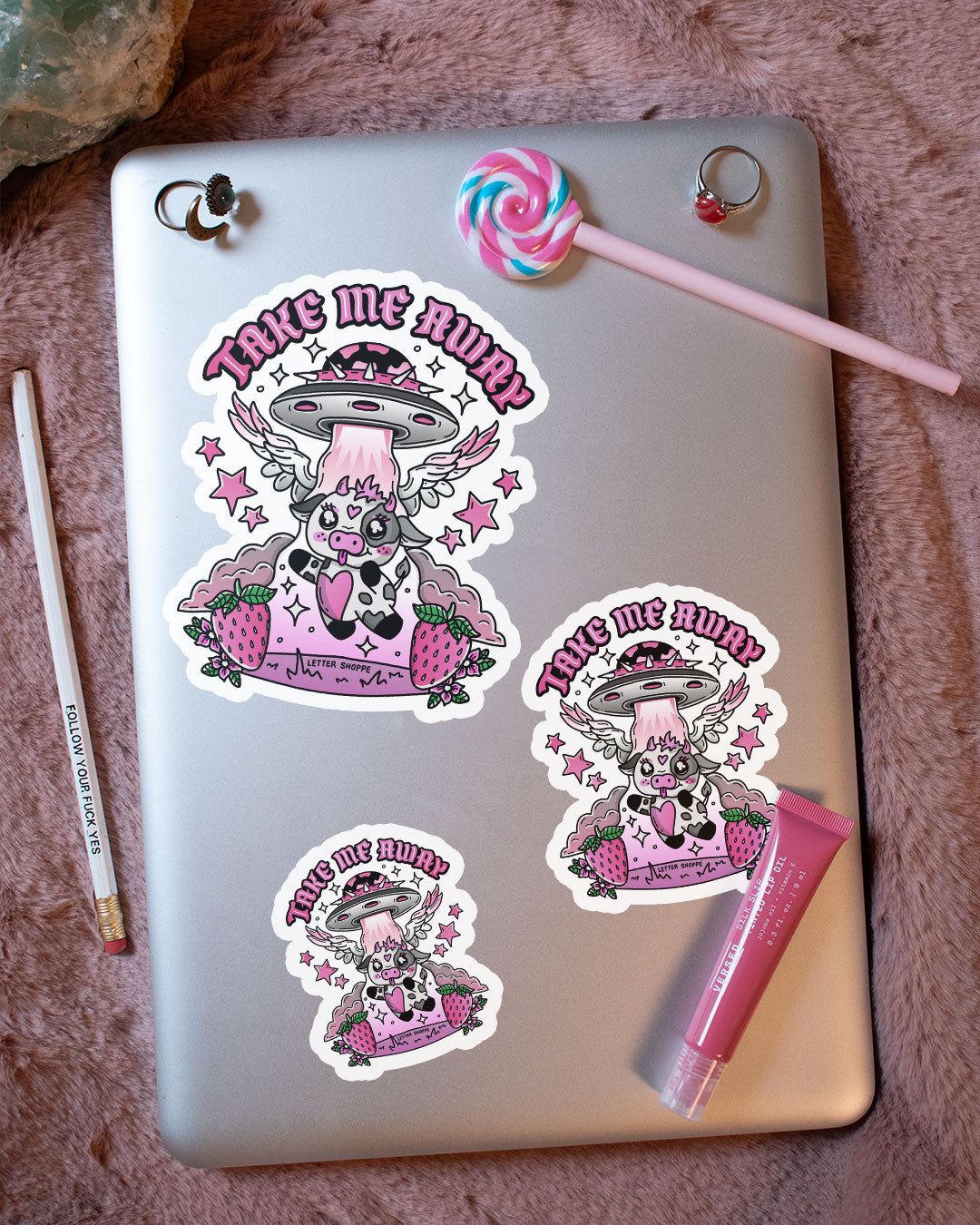Take Me Away: Cute Cow Sticker
