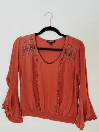 Maroon Lace 70s Style Top