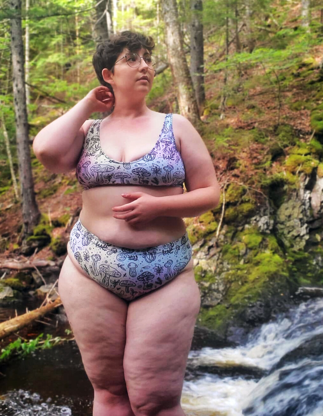 Tie-Dye Mushroom Recycled High Waisted Bikini Bottoms