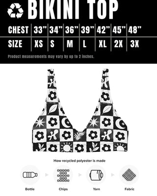 Checkered Garden Recycled Bikini Top