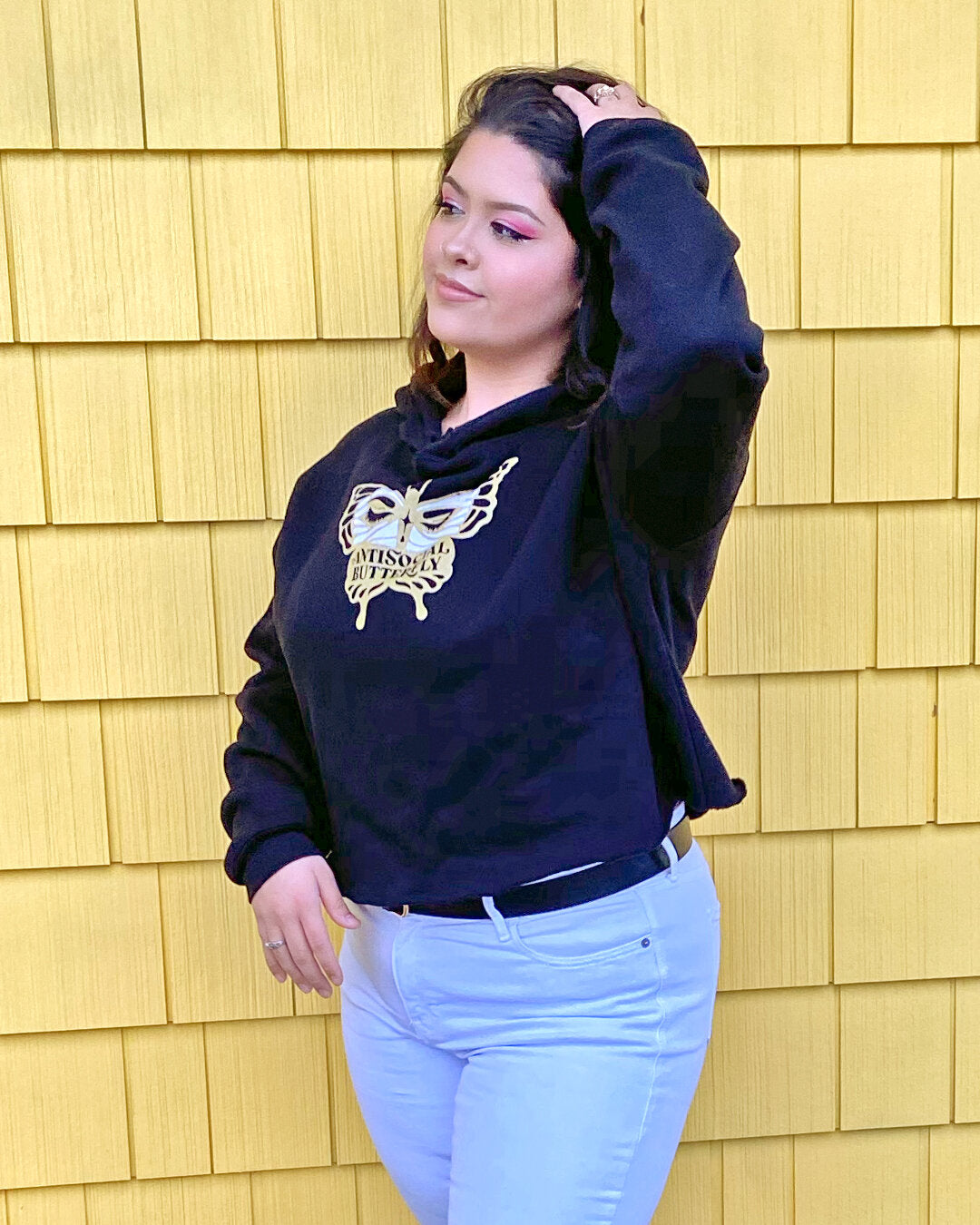 Antisocial Butterfly Crop Hoodie