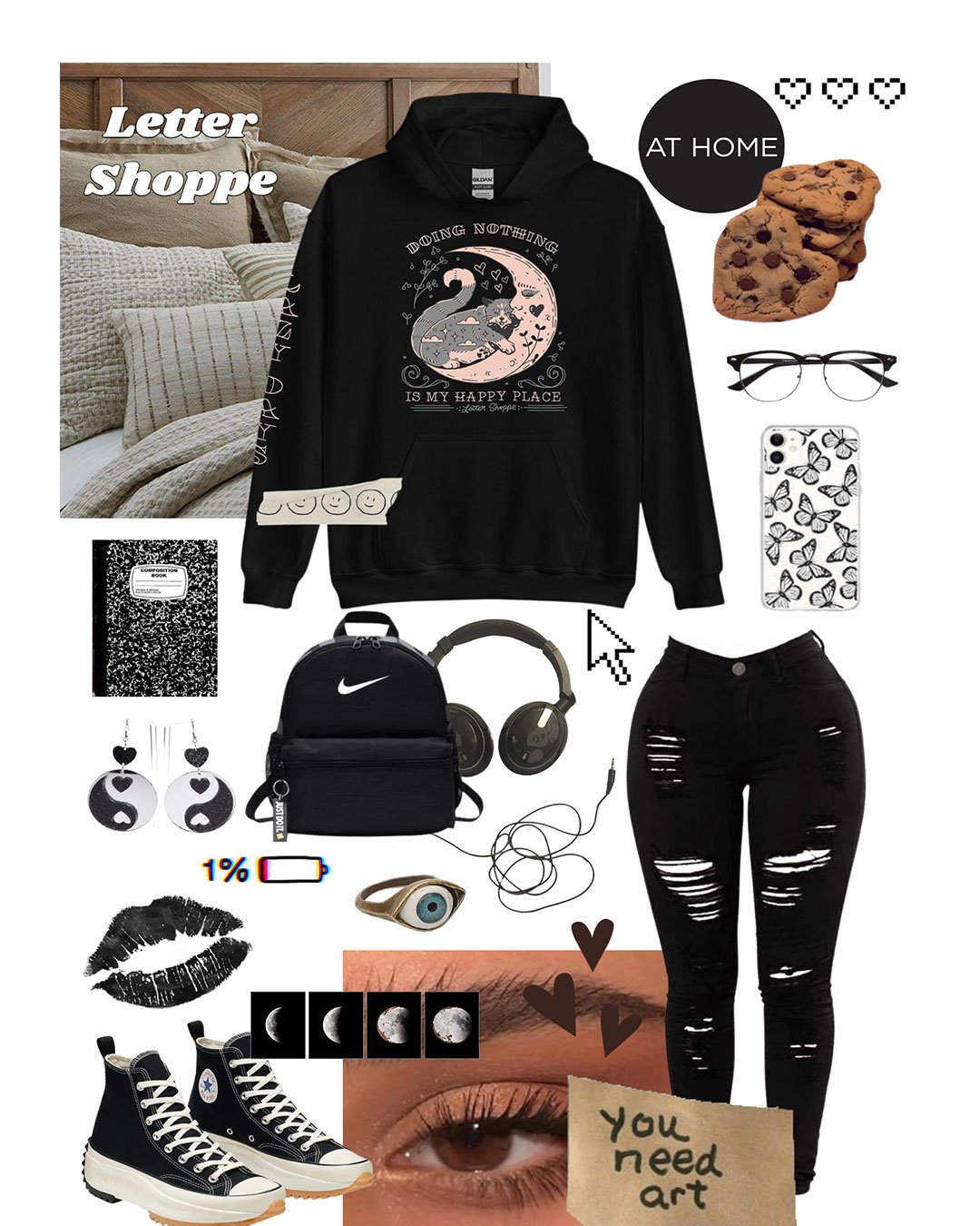 Doing Nothing Black Hoodie