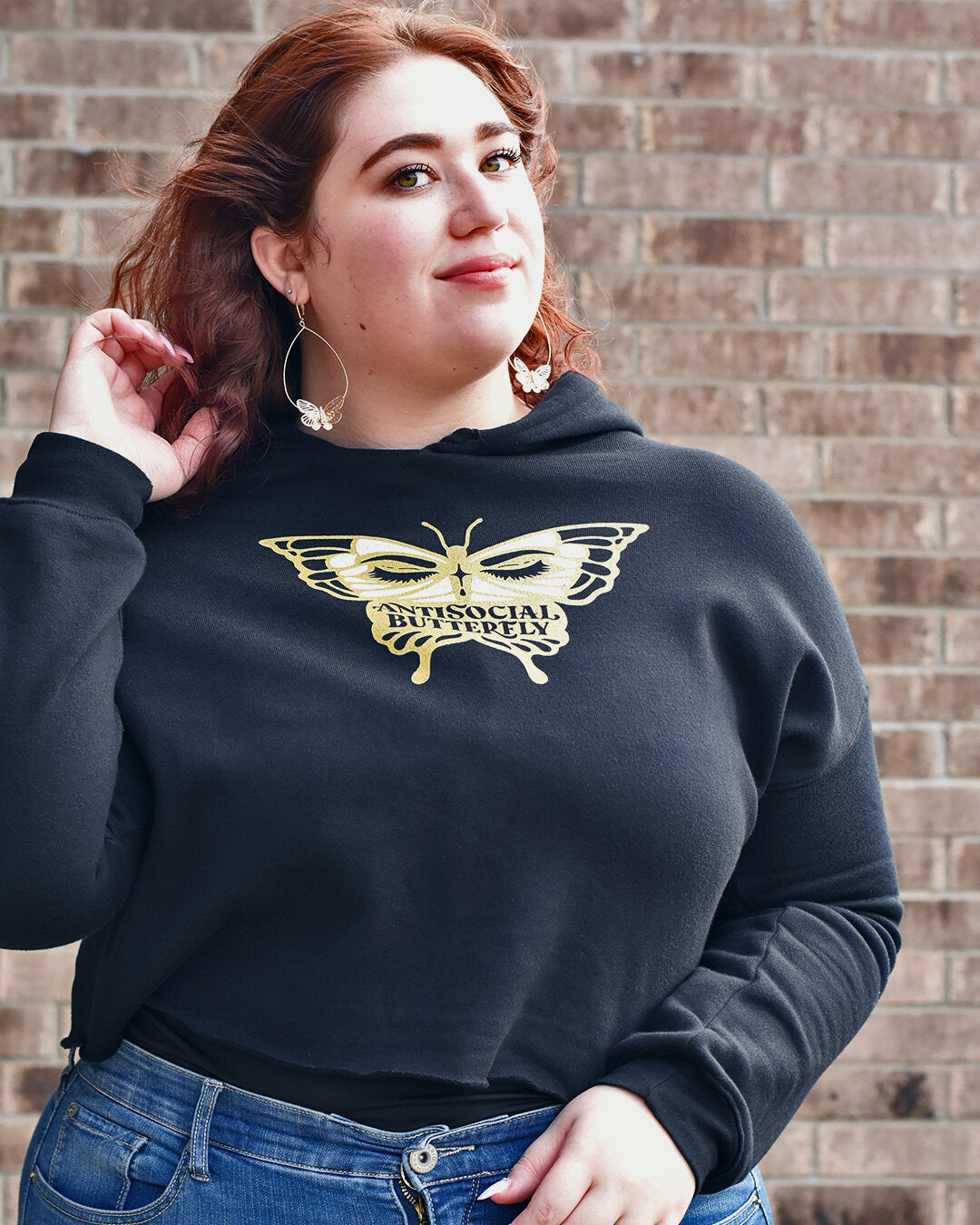 Antisocial Butterfly Crop Hoodie
