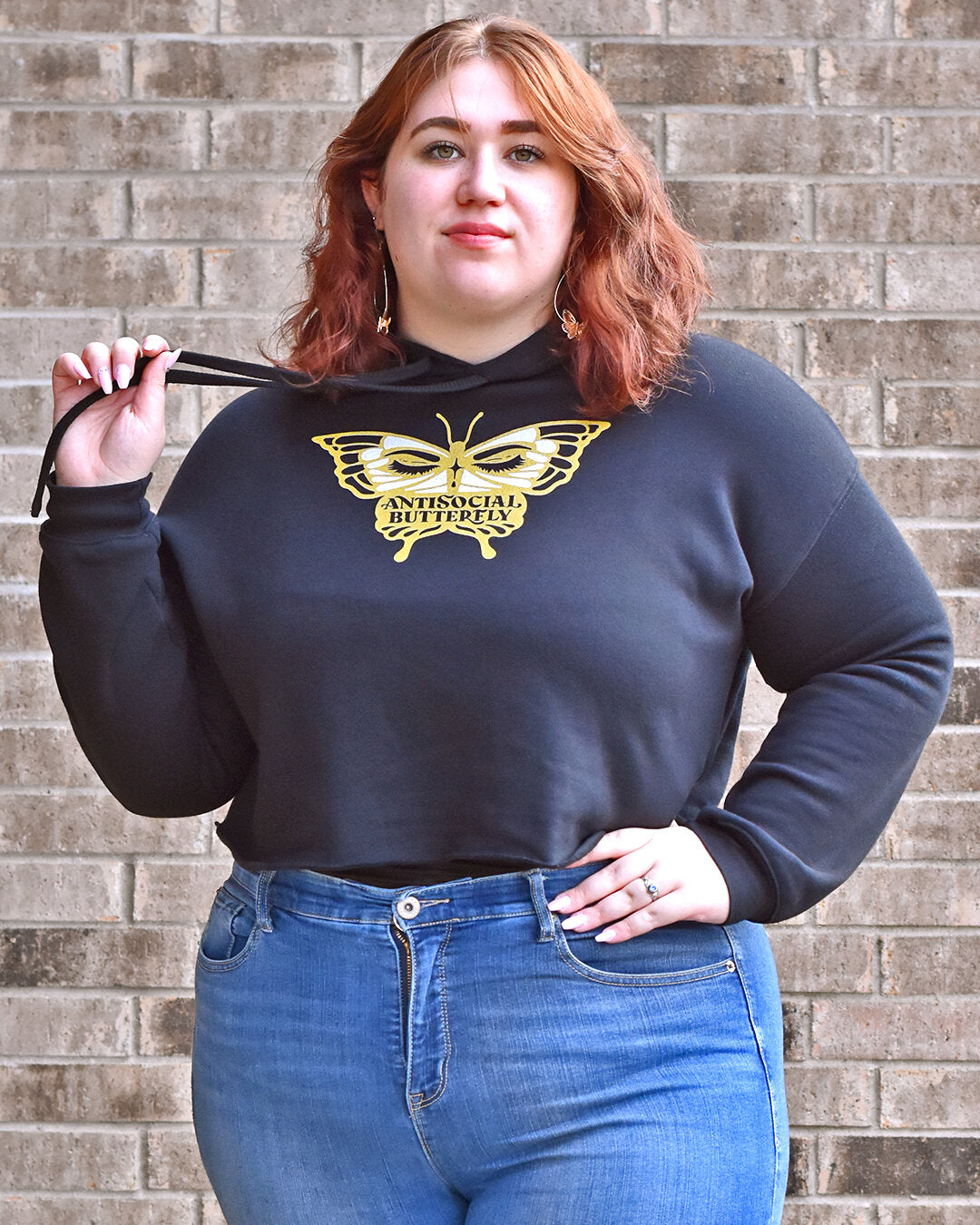 Antisocial Butterfly Crop Hoodie