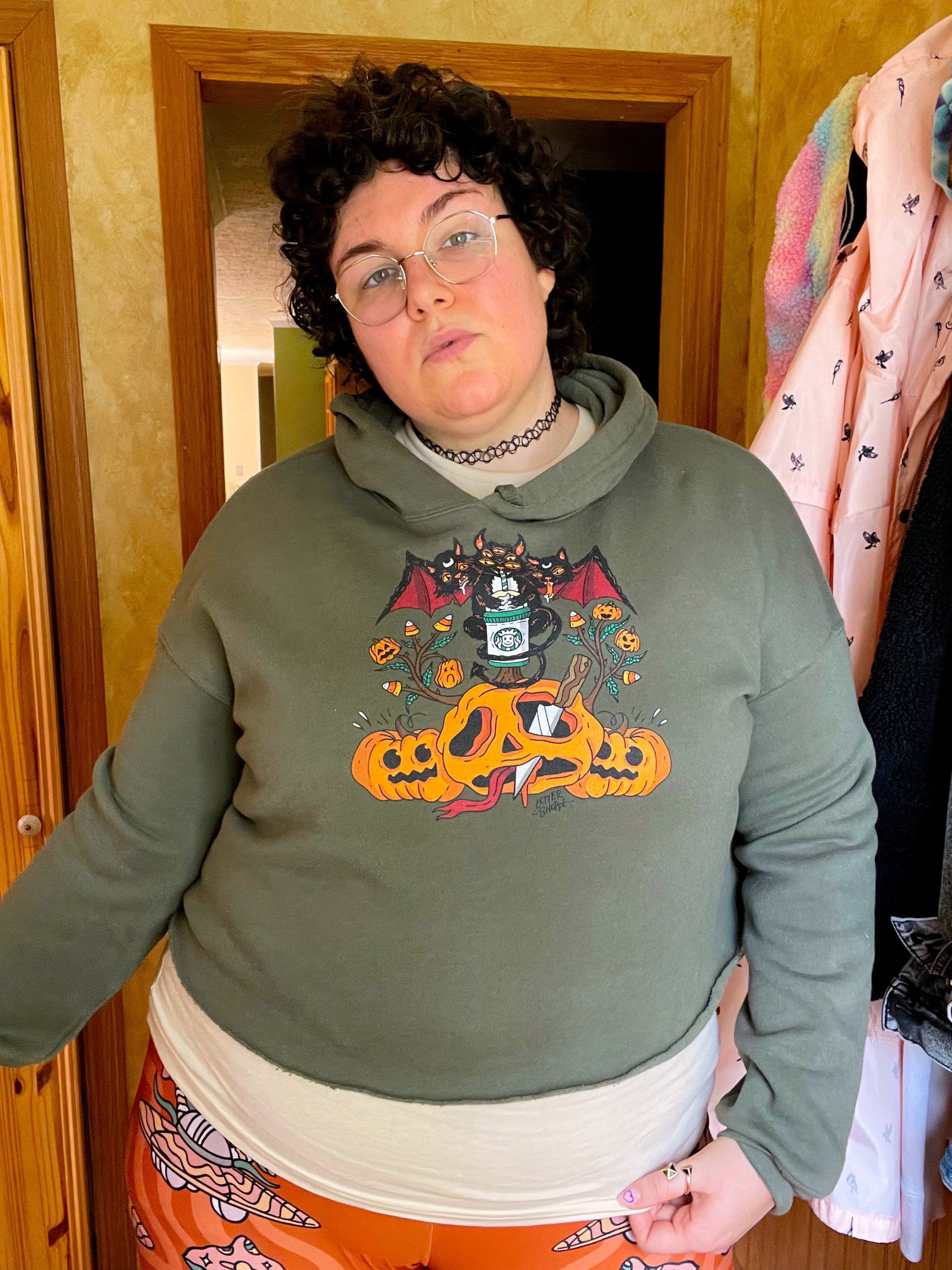 Pumpkin Spiced Terror Crop Hoodie