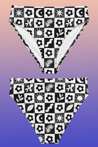 Checkered Garden Recycled Bikini Bottom