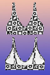 Checkered Garden Recycled Bikini Top