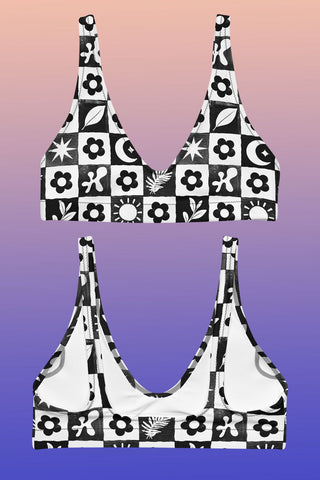 Checkered Garden Recycled Bikini Top