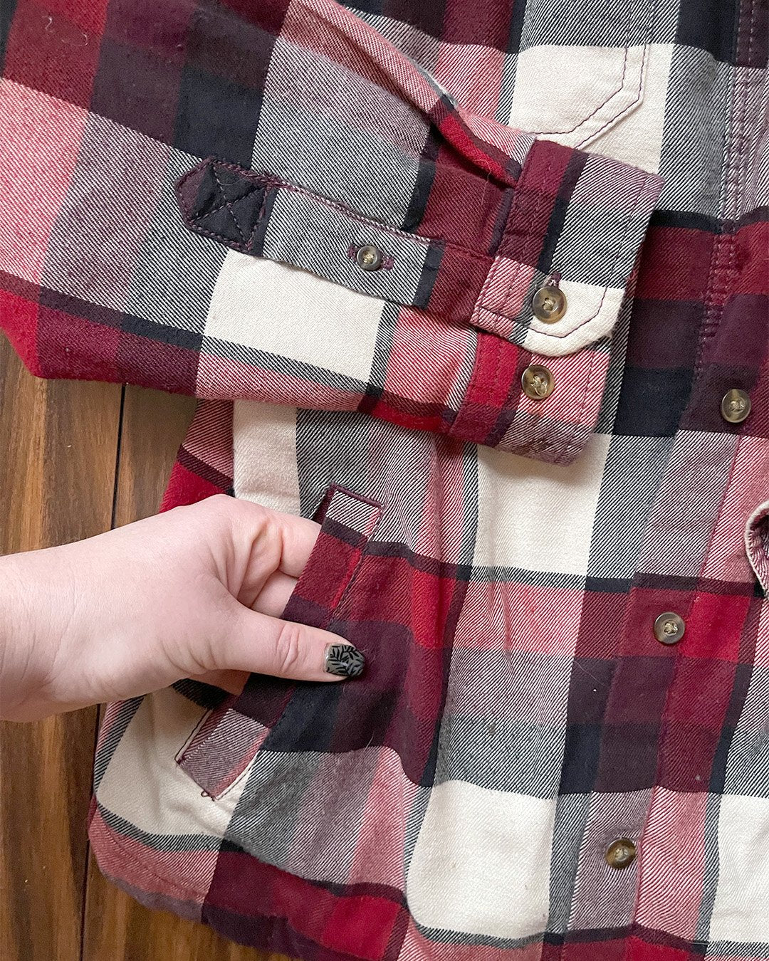 L - Red and White fleece-lined Flannel Jacket