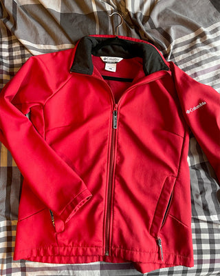 L - Red Softshell Fleece Lined Zip Up Jacket