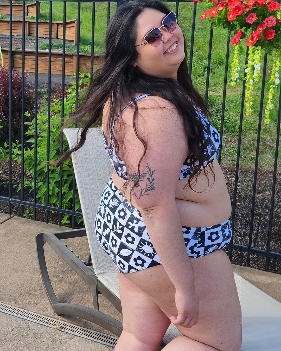 Checkered Garden Recycled Bikini Bottom