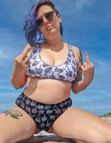 Throwing Hands Recycled High Waisted Bikini Bottoms