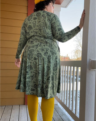 Olive Green Mushroom Long Sleeve Dress