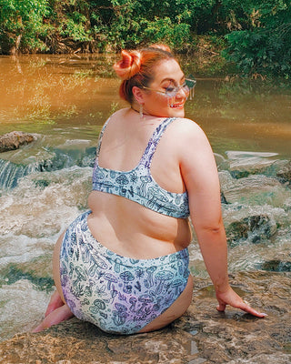Tie-Dye Mushroom Recycled High Waisted Bikini Bottoms