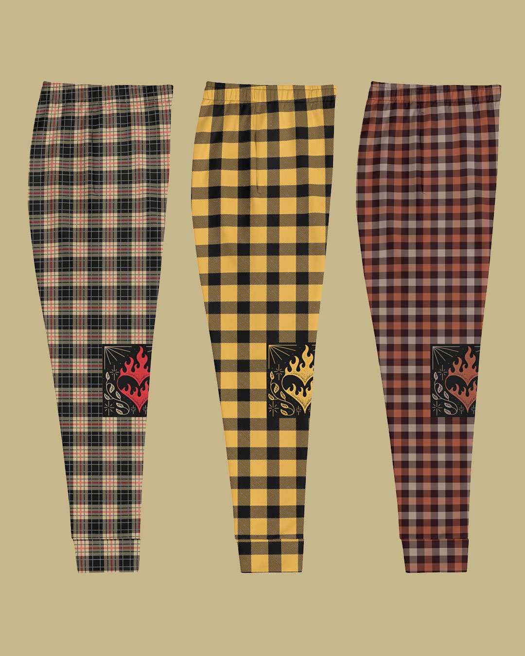 Heart On Fire Plaid Joggers
