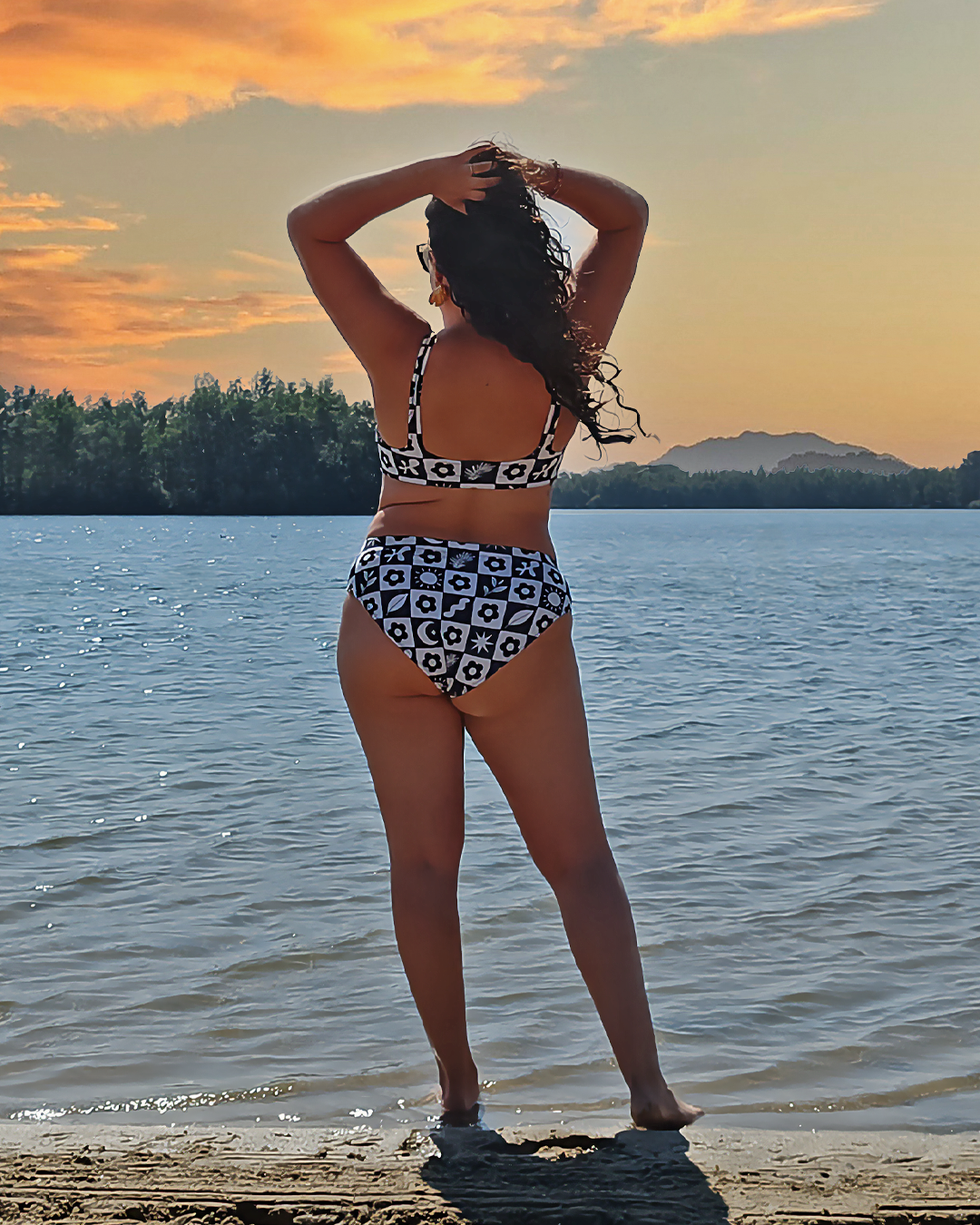 Checkered Garden Recycled Bikini Bottom