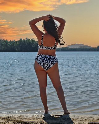 Checkered Garden Recycled Bikini Bottom