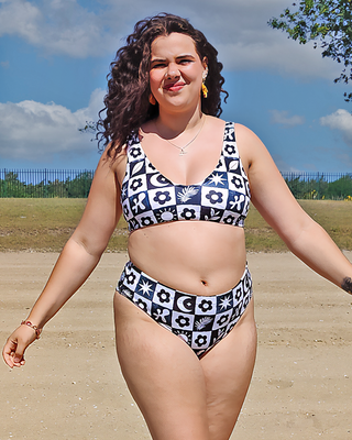 Checkered Garden Recycled Bikini Top