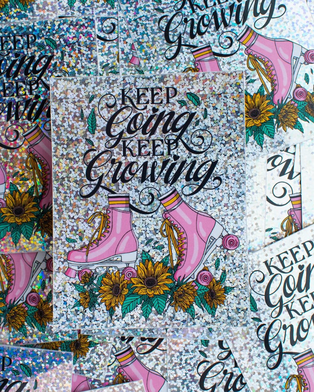 Keep Growing Keep Going Glitter Sticker