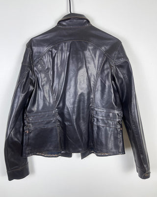 M - Brown Button Up Leather Jacket