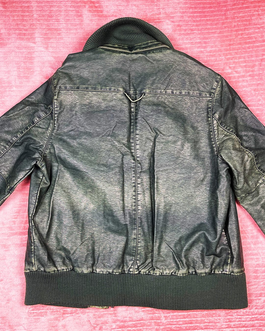 M - Green Faux Leather Jacket