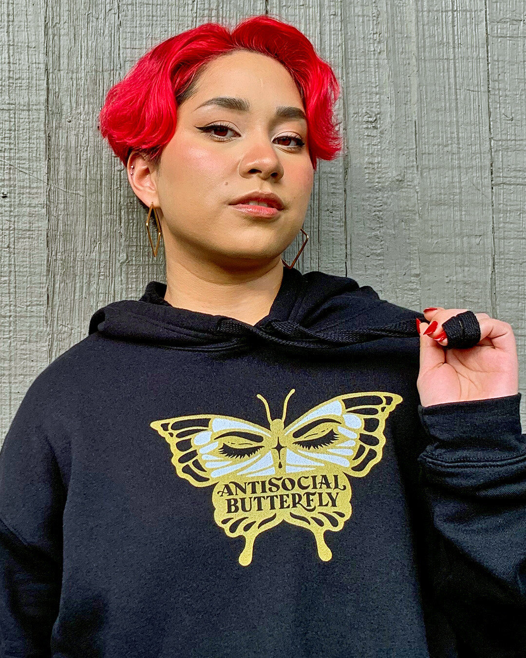 Antisocial Butterfly Crop Hoodie